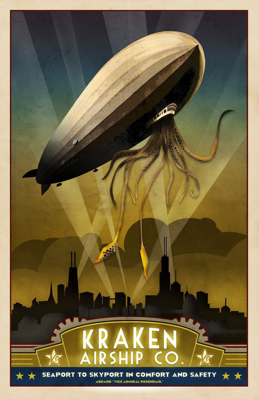 Steampunk Vintage Travel Poster - Rosendahl by zombie2012